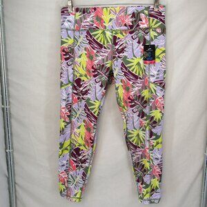 Pro Player Women's Yoga Athleisure Pants Tropical Foliage Multicolor Size L